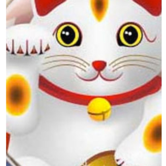 LUCKY CAT PENDANT NECKLACE, BY MANEKI NEKO ART, HANDMADE, GLASS DOME ON METAL, - Picture 1 of 5